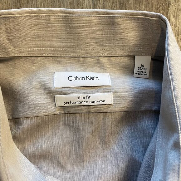 Calvin Klein Slim Fit Men's Dress Shirt Performance Non Iron Size 16 - Picture 2 of 4